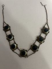 Victorian Silver Filigree Opercullum/Shiva Shell 15 3/4″ Choker Necklace #9107