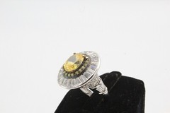 Contemporary Vermiel Sterling Silver Yellow CZ Ring Sz 5