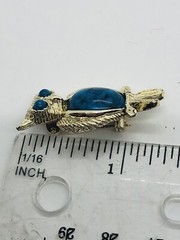 Owl brooch blue cabochons vintage goldtone