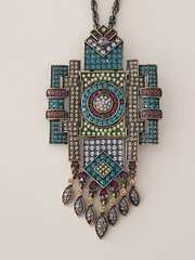 Huge Art Deco Statement Necklace La Vintage QVC Kathy Levine Rhinestones 18″