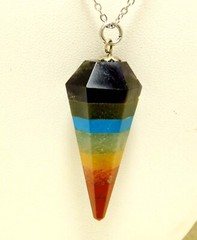 MULTICOLORED NATURAL GEMSTONE CHAKRA PENDANT NECKLACE 18″