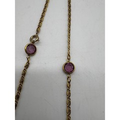 Vintage Gold Tone Delicate Statement Necklace Purple Prong Set Stones 20 Inch