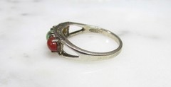 Beautiful 3 Stone Jade Sterling Silver Ring ~ Size 9.75 ~ 3.3g ~ 11-A605