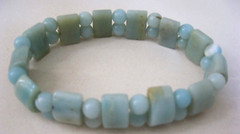 Vintage Light Green/Blue Stone Beads Stretchable Bracelet, Handmade