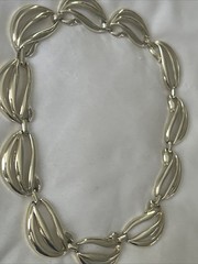 Vintage Modernist Open Link Choker Necklace Mid Century Wave Openwork 18”
