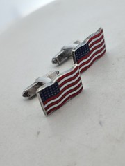 Vintage “D & F” Sterling Silver & Enamel American Flag Cuff Links