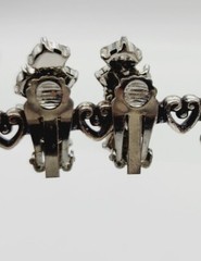Crystal Earrings Cluster Silver Tone Clip Vintage 1 in #A