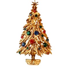 ART Arthur Pepper Vintage Christmas Tree Brooch Pin Signed – missing A stone
