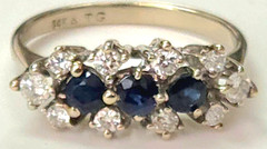 14k White Gold Sapphire & Diamond Ring Size 5.25