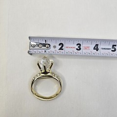 AJC Engagement Ring Brooch Gold Tone Clear Rhinestone Vintage Jewelry Pin