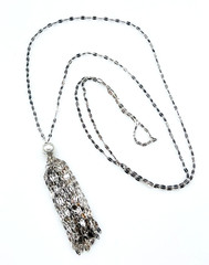 Vintage 925 Italy Sterling Silver Chain Tassel Necklace 32 in