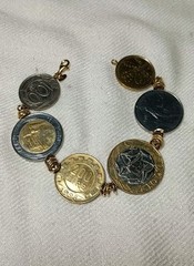 Vintage Milor 14k Yellow Gold Italian Coin Bracelet 7 In
