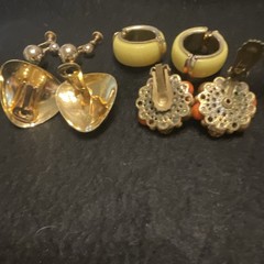 Vintage Multicolor Mixed Earrings Lot 6 Pcs Clip-On & Screwback Rhinestone