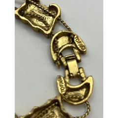 Vintage 1995 BG Western Slide Charm Bracelet Gold Tone Cowboy Boot Hat Wagon
