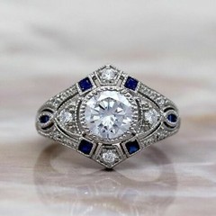 2.10 Ct White Diamond Art Deco Vintage Engagement Ring 925 Sterling Silver
