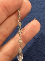 Vintage Sterling Silver 925 Labradorite Crystal Beaded Bracelet, 8.5in Long