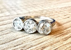 1920’s Antique Deco Old European Cut Diamond Platinum Bezel Milgrain Ring