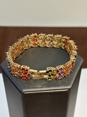 Vintage Ross-Simons Gold Tone Multi Gemstone Bracelet
