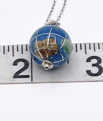 VTG 925 Sterling Silver Small 1/2″ Globe Necklace Earth World Pendant Marked KC