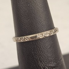 Antique 1934 Ostby Barton 14K White Gold Art Deco Wedding Band Engraved Sz 6