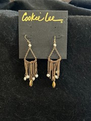 Cookie Lee Cascading Pearl Earrings New