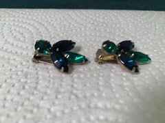 Vintage D&E Juliana SET Clip Earrings Large Brooch Tiered 3 Piece Prong-Set 1950