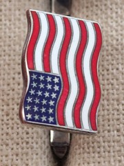 Vintage “D & F” Sterling Silver & Enamel American Flag Cuff Links