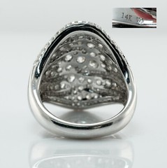 Diamond Ring 14K White Gold Cluster Cocktail 3.00ct TDW VJ