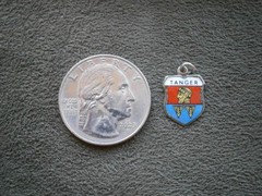Tanger Tangier Morocco Vintage REU 800 Silver Enamel Travel Shield Charm