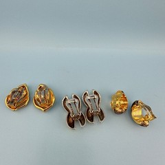 Vintage Clip On Earrings Lot Gold Silver Two Tone Huggie X Shape Leaf Climber