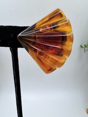 Napier Lucite Fan Shaped Tension Whit Gold Tone Screw Back Earrings Vintage