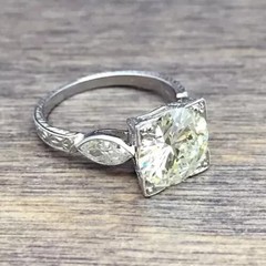 2.5Ct Art Deco Style Lab Created Diamond Engagement 14K White Gold Finish Ring