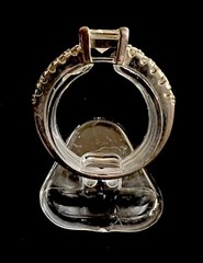 Sterling Princess Cut Engagement Ring W/Five Inset Crystals Each Side Sz 6.5