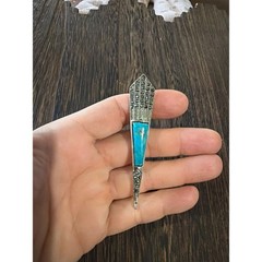 Art Deco–Style Blue Stone & Marcasite Matching Set Pendant Earrings