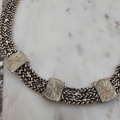 Vintage Napier Necklace Silver Tone Woven Chain Statement Textured Links Signed