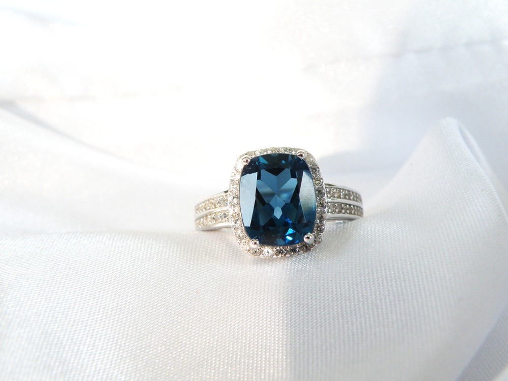 Vintage Sterling Silver 925 Natural Heated London Blue Topaz Ring Size 7