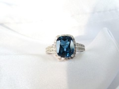 Vintage Sterling Silver 925 Natural Heated London Blue Topaz Ring Size 7