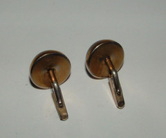 Swank Blue Cabochon Gold-tone Cufflinks, Bullet Back Toggle, Vintage, pre-owned