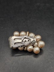 Vintage Art Deco Cream Faux Pearl Rhinestone Accent Fur Dress Clip