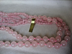 VINTAGE HANDMADE IRREGULAR ROSE QUARTZ 8mm ROSE QUARTZ 29″ ENDLESS BEAD NECKLACE