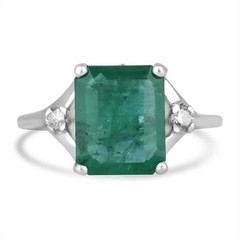 3.90 Ct Natural Emerald Art Deco Vintage Engagement Ring 925 Sterling Silver