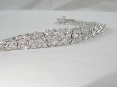 Vintage Sterling Silver 925 Cluster Gemstone Tennis Bracelet 7.5″