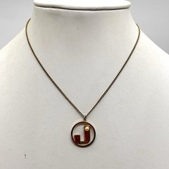 Vintage Monogram Necklace Initial Letter J Pendant Gold Tone Faux Pearl 15″