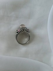 Sterling Silver 925 Moonstone Amethyst Ring Ornate Sz 9.75
