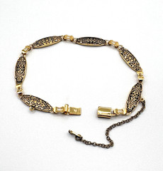 Vintage Roman Damascene Bracelet Maker signed IA Excellent Condition / Free Ship