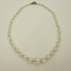 Vintage Glass Bead Necklace Graduated Faceted Crystal Choker 15 Inch