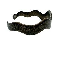 VTG Mexico 925 Sculptural Wave Cuff Bracelet Modernist Heavy Patina Extra Small