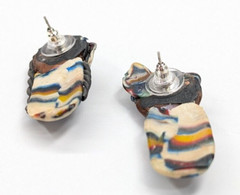 VTG Polymer Clay Native American Indigenous Boy & Girl Pierced Earrings Handmade