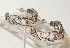 Vtg WM Co. Wheeler Western Two Tone Sterling Silver 12K Gold Hoop Earrings