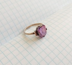 Vintage Ring Purple stone Sterling Silver 875 star USSR times Jewelry size 8.25